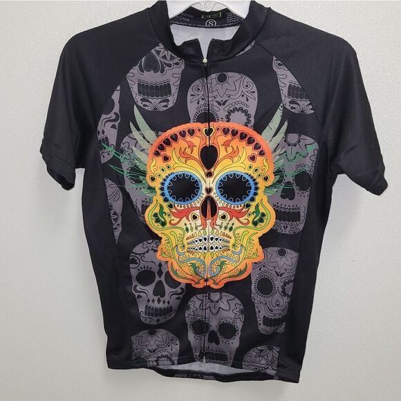 Hill Killer Skull Graphic Bike Cycling Short sleeve jersey top Small - Picture 1 of 5